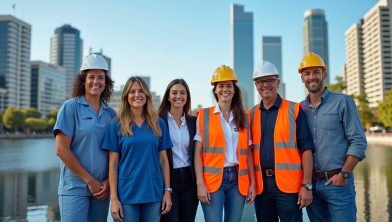 Jobs in Geelong Australia with diverse professionals at the waterfront.