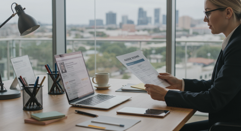 woman is reading aussie resume format