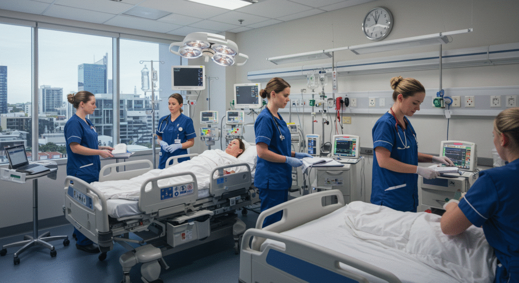Nurses working in a Perth hospital representing nursing jobs in Perth Australia.